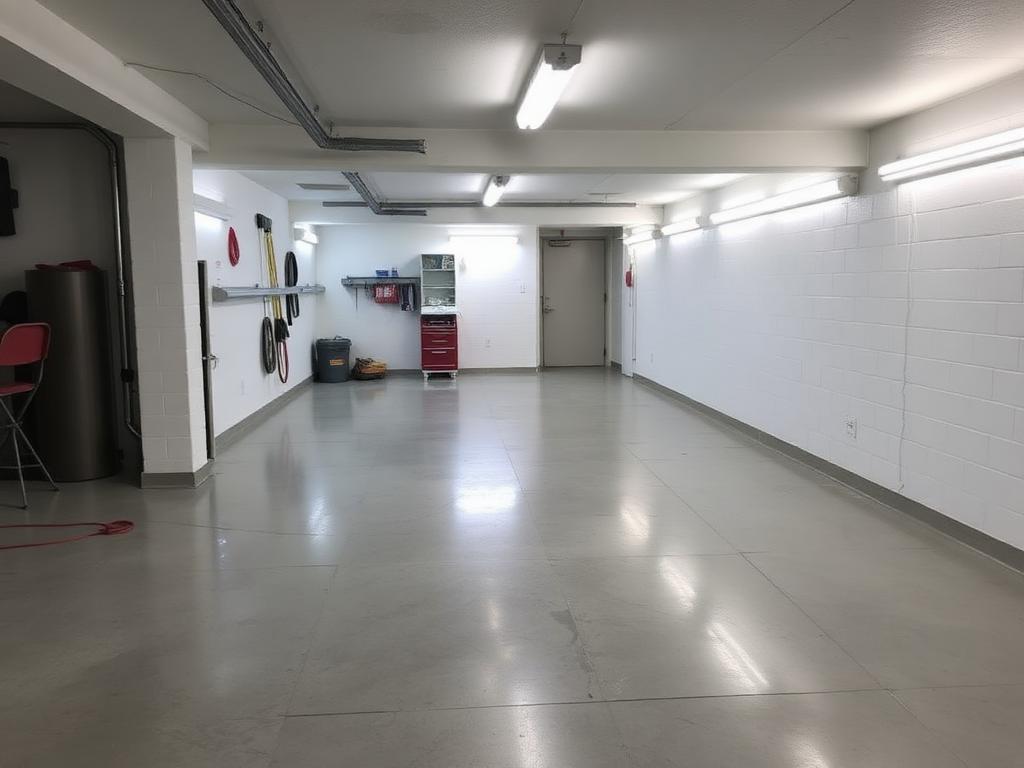 Sanitized basement after biohazard cleanup